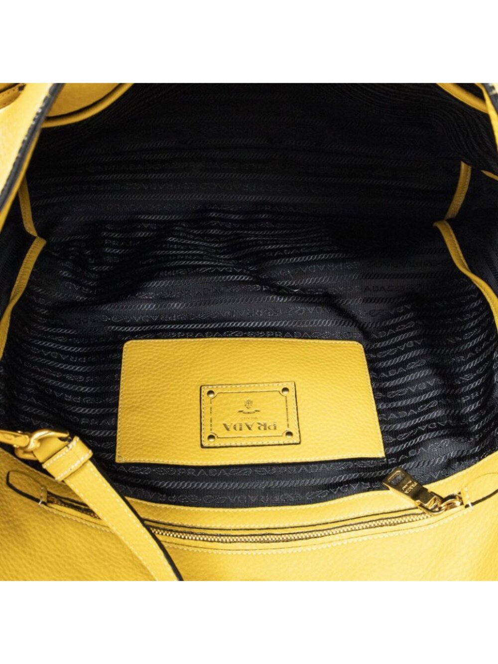 ★SOLD★ Prada Convertible Zip Tote Yellow Color Vitello Dyno - Picture 9 of 10